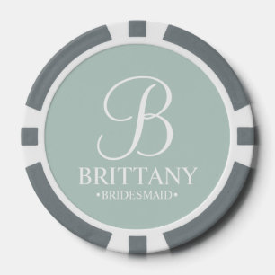 Name und Monogramm der personalisierten Bridesmaid Pokerchips