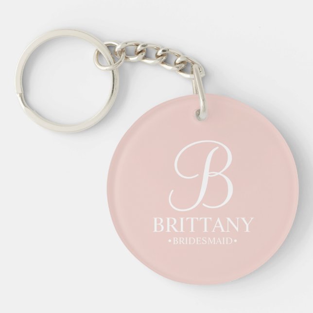 Name und Monogramm der personalisierten Bridesmaid Schlüsselanhänger (Vorderseite)