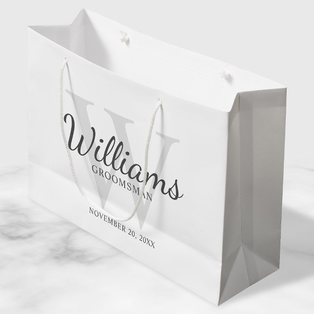 Name und Monogramm der personalisierten Trauzeuge Große Geschenktüte (Von Creator hochgeladen)