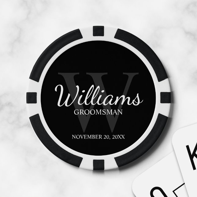 Name und Monogramm der personalisierten Trauzeuge Pokerchips (Von Creator hochgeladen)
