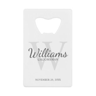 Name und Monogramm der personalisierten Trauzeugen Geldbeutel Flaschenöffner