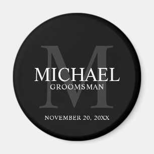 Name und Monogramm der Personalisierten Trauzeugen Magnet