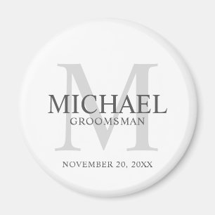 Name und Monogramm der personalisierten Trauzeugen Magnet
