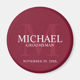 Name und Monogramm der personalisierten Trauzeugen Magnet