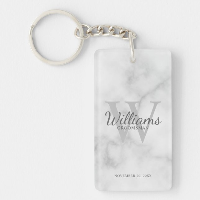 Name und Monogramm der Personalisierten Trauzeugen Schlüsselanhänger (Vorderseite)