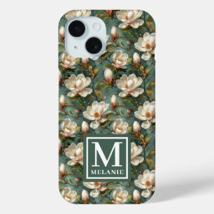 Name und Monogramm des Blumenmusters Magnolia Case-Mate iPhone Hülle