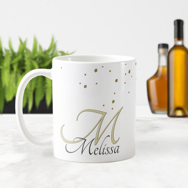 ✨ Name und Monogramm des Funkelnd Glitzer Kaffeetasse (✨Sparkly Gold Glitter Name and Monogram Coffee Mug
)