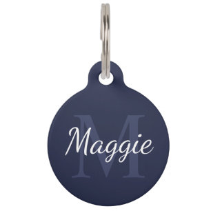 Name und Monogramm des Navy Blue Pet mit QR-Code Haustiermarke