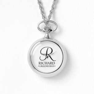 Name und Monogramm des personalisierten Trauzeugen Armbanduhr