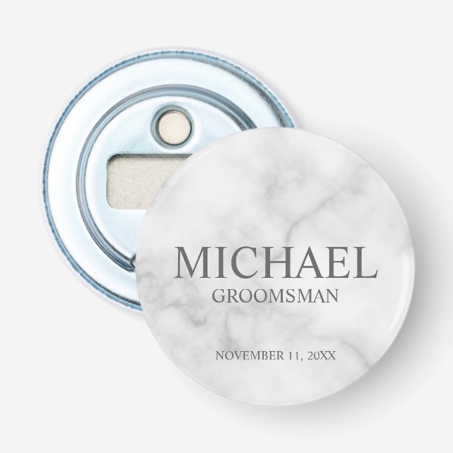 Name und Monogramm des Personalisierten Trauzeugen Flaschenöffner (Vorderseite)