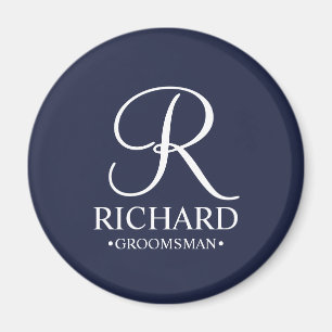 Name und Monogramm des Personalisierten Trauzeugen Magnet
