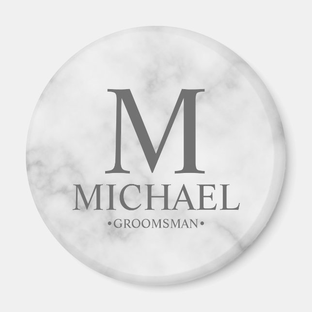 Name und Monogramm des Personalisierten Trauzeugen Magnet (Vorne)