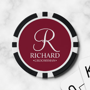 Name und Monogramm des personalisierten Trauzeugen Pokerchips