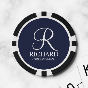Name und Monogramm des personalisierten Trauzeugen Pokerchips