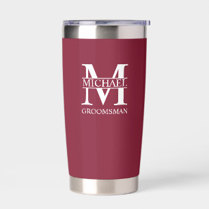 Name und Monogramm des personalisierten Trauzeugen Thermobecher