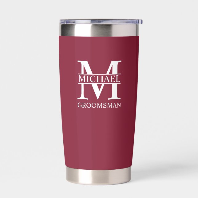 Name und Monogramm des personalisierten Trauzeugen Thermobecher (Links)