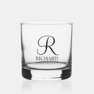 Name und Monogramm des personalisierten Trauzeugen Whiskyglas