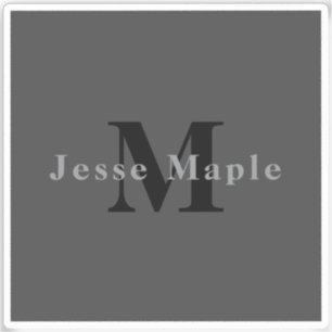 Name und Monogramm   Dunkelgrau Aufkleber