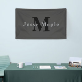 Name und Monogramm | Dunkelgrau Banner