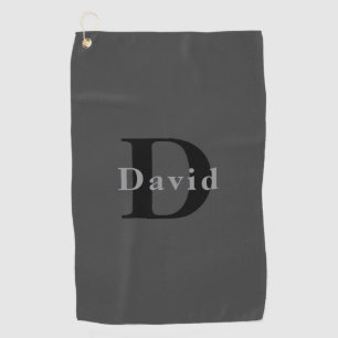 Name und Monogramm Dunkelgrau Golfhandtuch