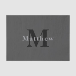 Name und Monogramm | Dunkelgrau Seidenpapier