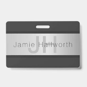 Name und Monogramm   Grays & Imitate Silver Look Ausweis