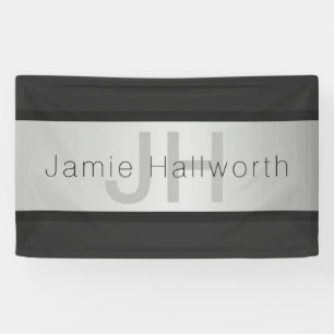 Name und Monogramm   Grays & Imitate Silver Look Banner