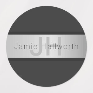 Name und Monogramm   Grays & Imitate Silver Look Etiketten