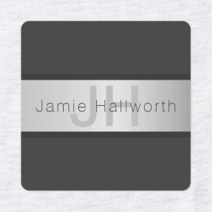 Name und Monogramm   Grays & Imitate Silver Look Etiketten