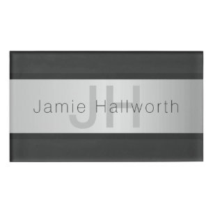 Name und Monogramm   Grays & Imitate Silver Look Namenschild