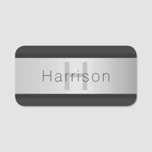 Name und Monogramm Grays & Imitate Silver Look Namensschild