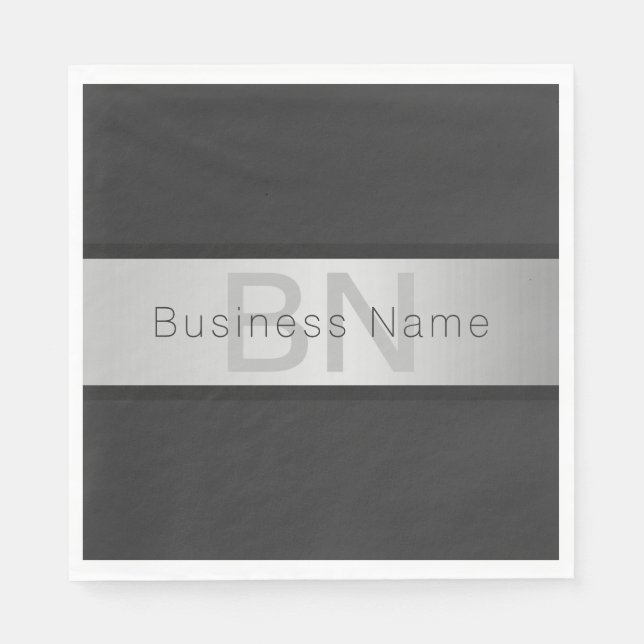 Name und Monogramm | Grays & Imitate Silver Look Serviette (Vorderseite)