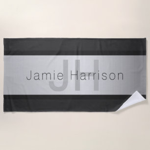 Name und Monogramm   Grays & Imitate Silver Look Strandtuch