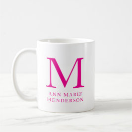 Name und Monogramm in Pink Kaffeetasse