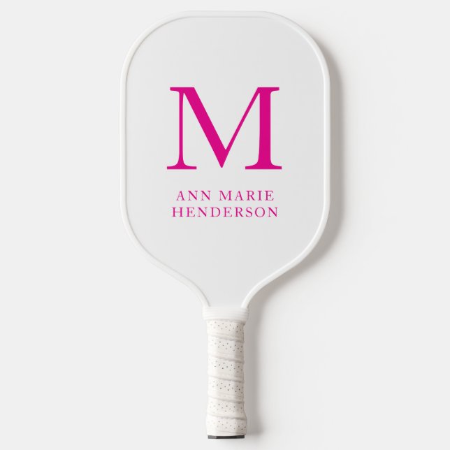 Name und Monogramm in Pink Pickleball Schläger (Vorderseite)