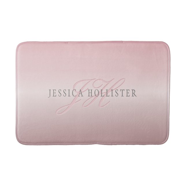Name und Monogramm | Soft IMITATE Rose Gold Blush Badematte (Vorderseite)