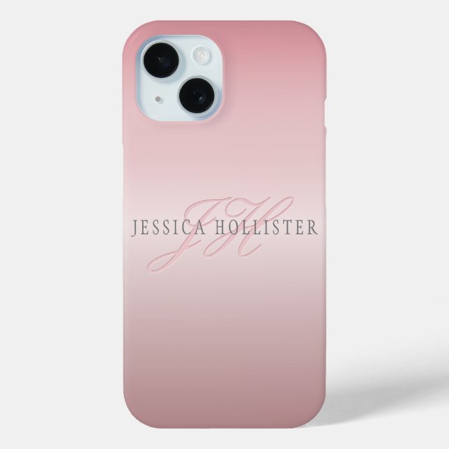 Name und Monogramm | Soft IMITATE Rose Gold Blush Case-Mate iPhone Hülle (Rückseite)