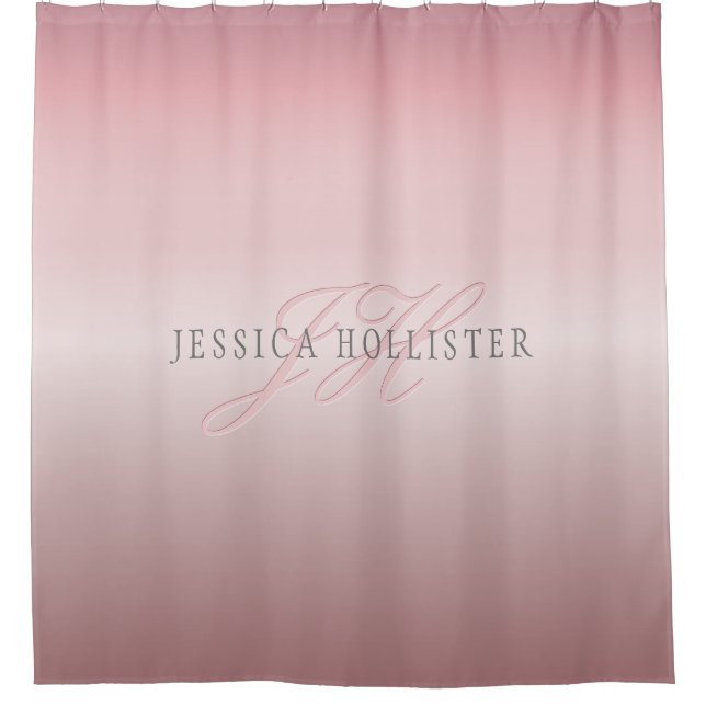 Name und Monogramm | Soft IMITATE Rose Gold Blush Duschvorhang (Vorderseite)