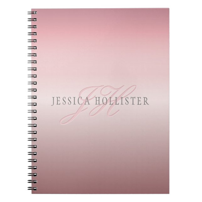 Name und Monogramm | Soft IMITATE Rose Gold Blush Notizblock (Vorderseite)