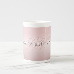Name und Monogramm Soft IMITATE Rose Gold Blush Prozellantasse