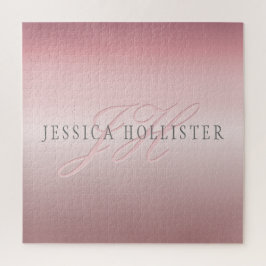 Name und Monogramm | Soft IMITATE Rose Gold Blush Puzzle