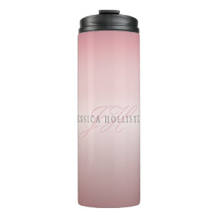 Name und Monogramm Soft IMITATE Rose Gold Blush Thermosbecher