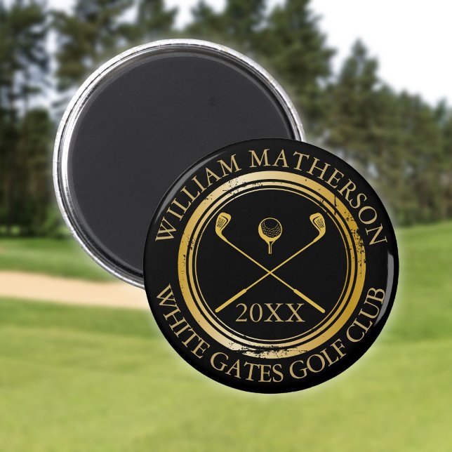 Name und Name des Schwarzen und Gold und Datum des Magnet (Black and Gold Name And Club Name Date Magnet)