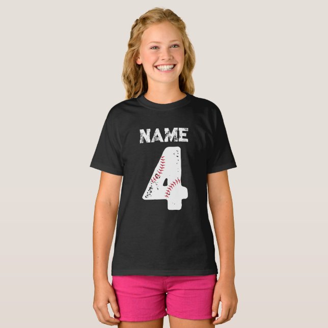 Name und Nummer 4 Baseball, Baseball-Team T-Shirt (Vorne ganz)
