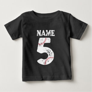 Name und Nummer 5 Baseball, Baseball-Team Baby T-shirt