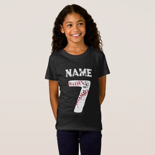 Name und Nummer 7 Baseball, Baseball-Team T-Shirt (Vorne ganz)