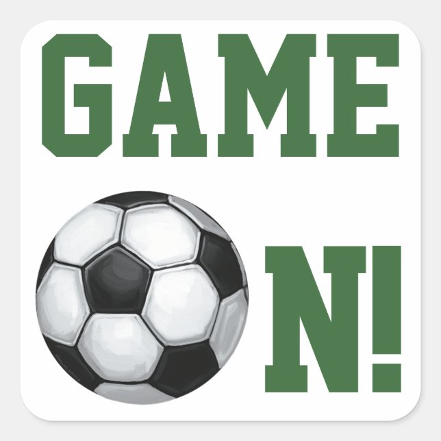 Name und Nummer des Fußballballs Quadratischer Aufkleber (Vorderseite)