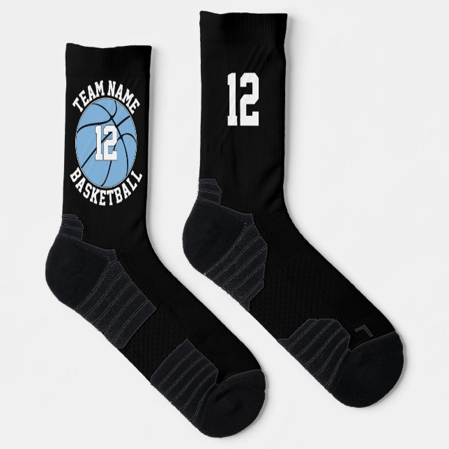 Name und Nummer des hellblauen Basketball-Spielert Socken (Rechts)