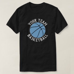 Name und Nummer des hellblauen Basketball Team T-Shirt