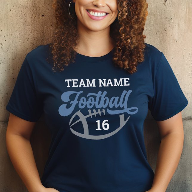 Name und Nummer des Navy Blue-Football-Spielers Tri-Blend Shirt (Von Creator hochgeladen)